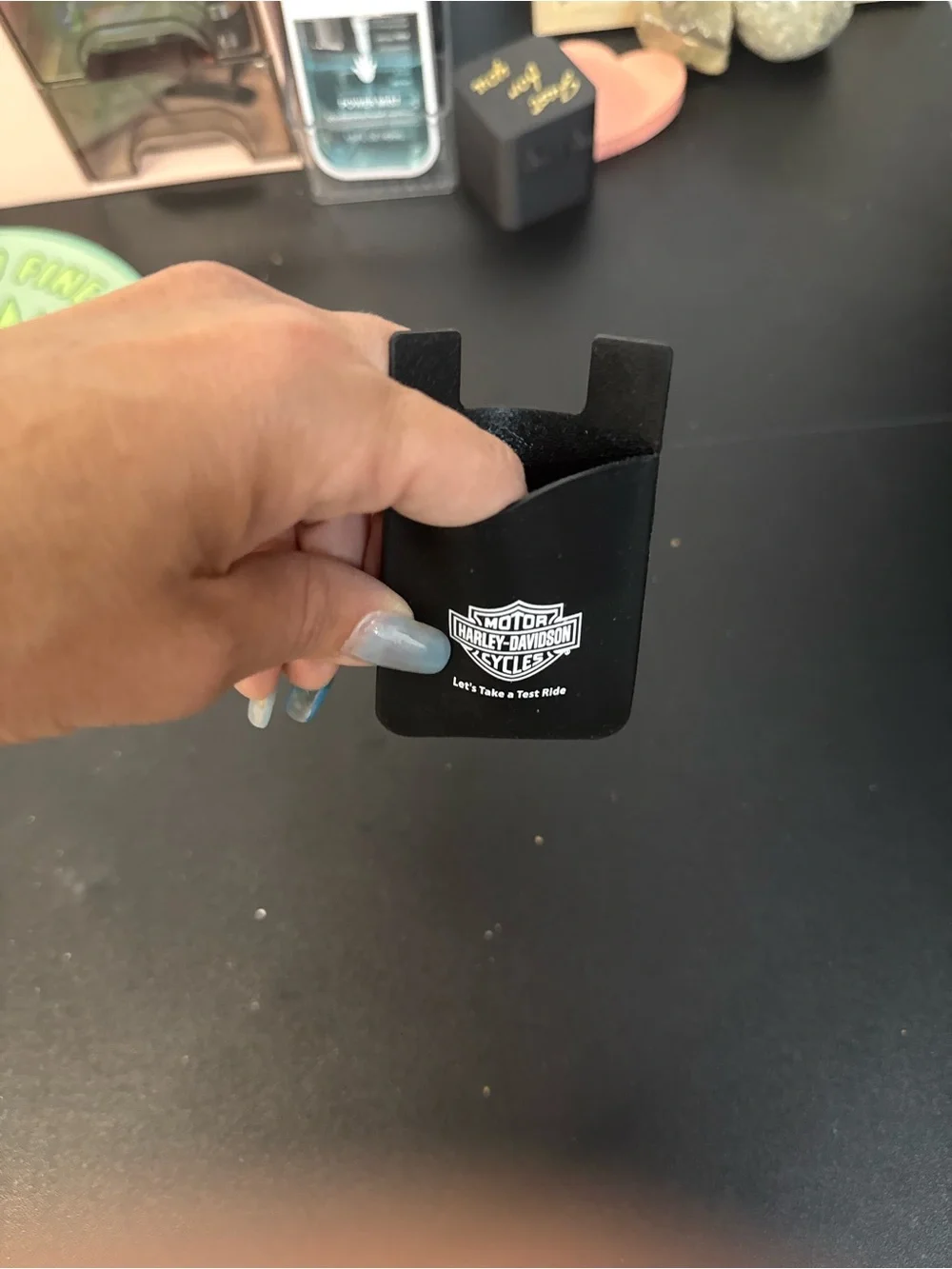 Harley-Davidson Black Silicone Phone Card Holder with White Logo